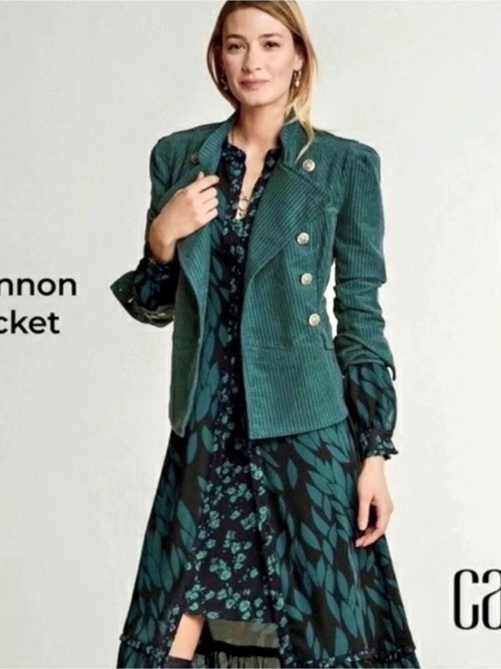 🛍️Cabi Lennon Military Crop Jacket in Teal Green Size Large Like new 3913🛍️